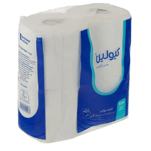 دستمال توالت چهار لایه بسته 4 رولی کیولین
