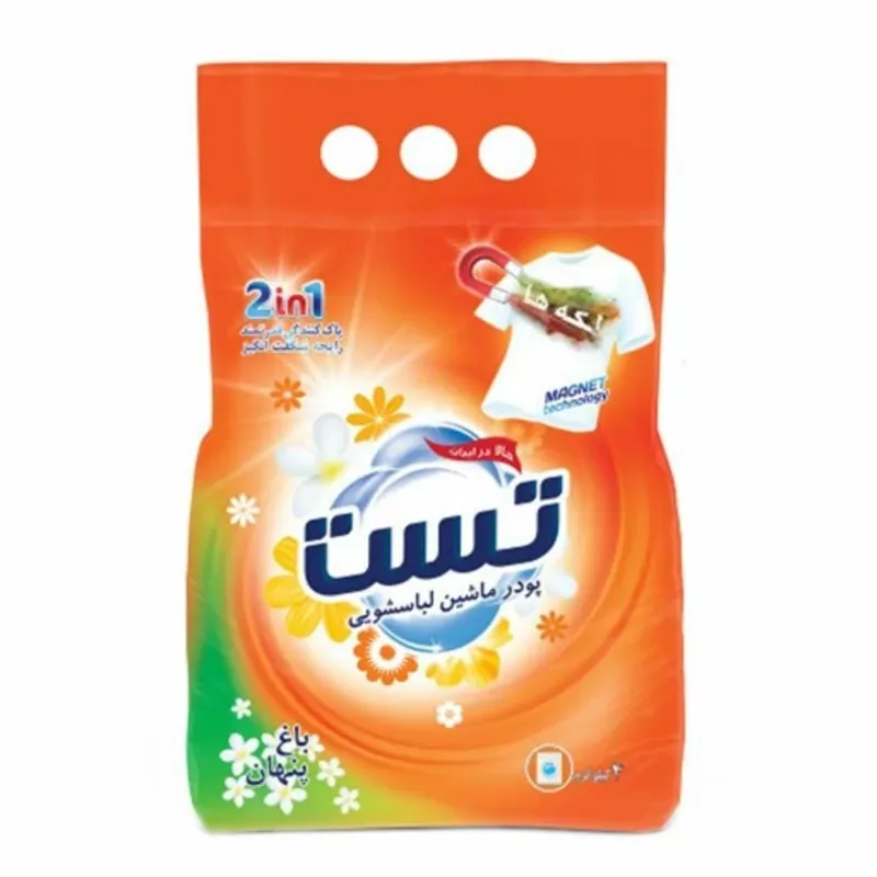 پودر ماشین لباسشویی   2در 1 وزن 4 کیلو گرمی با رایحه باغ پنهان تست gallery0